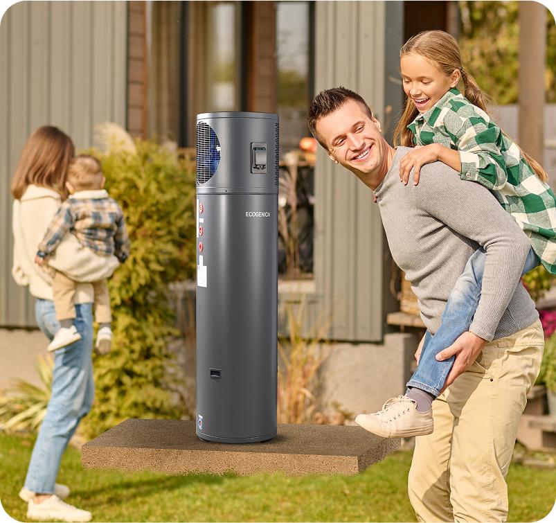 Heat pump water heater operating reliably in cold UK winter conditions
